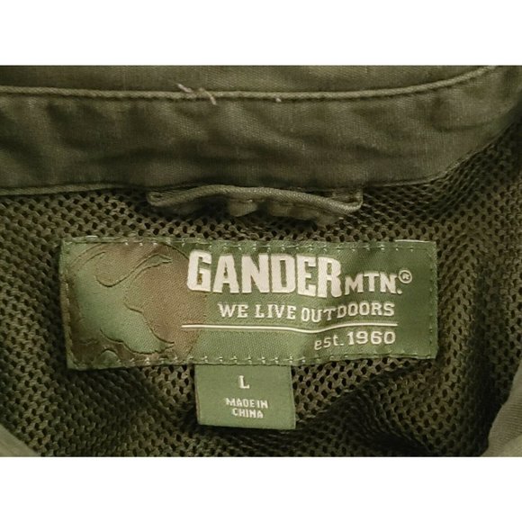 Gander Mountain Utility Fishing Shirt Mens sz L Vented Heavy Cotton Zip Pockets - Picture 3 of 10